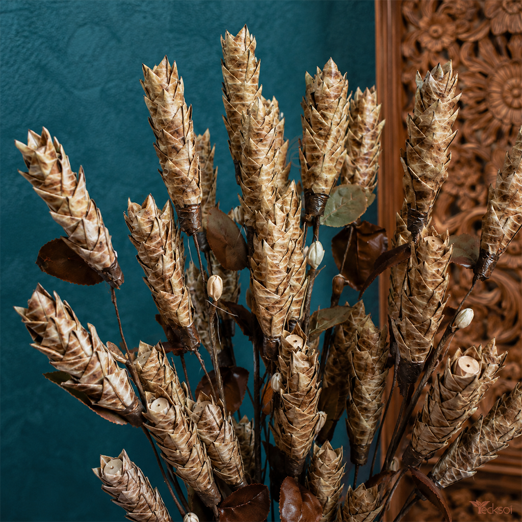 Tecksoi Acacia Seed Pods Flowers on Stem – Premium Handmade Dry Flowers for Home Decor, Vase Arrangements & Luxury Natural Styling | Pack Of 5