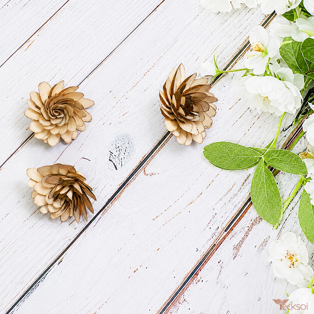 Tecksoi Almond Sola Wood Flower | Pack Of 10