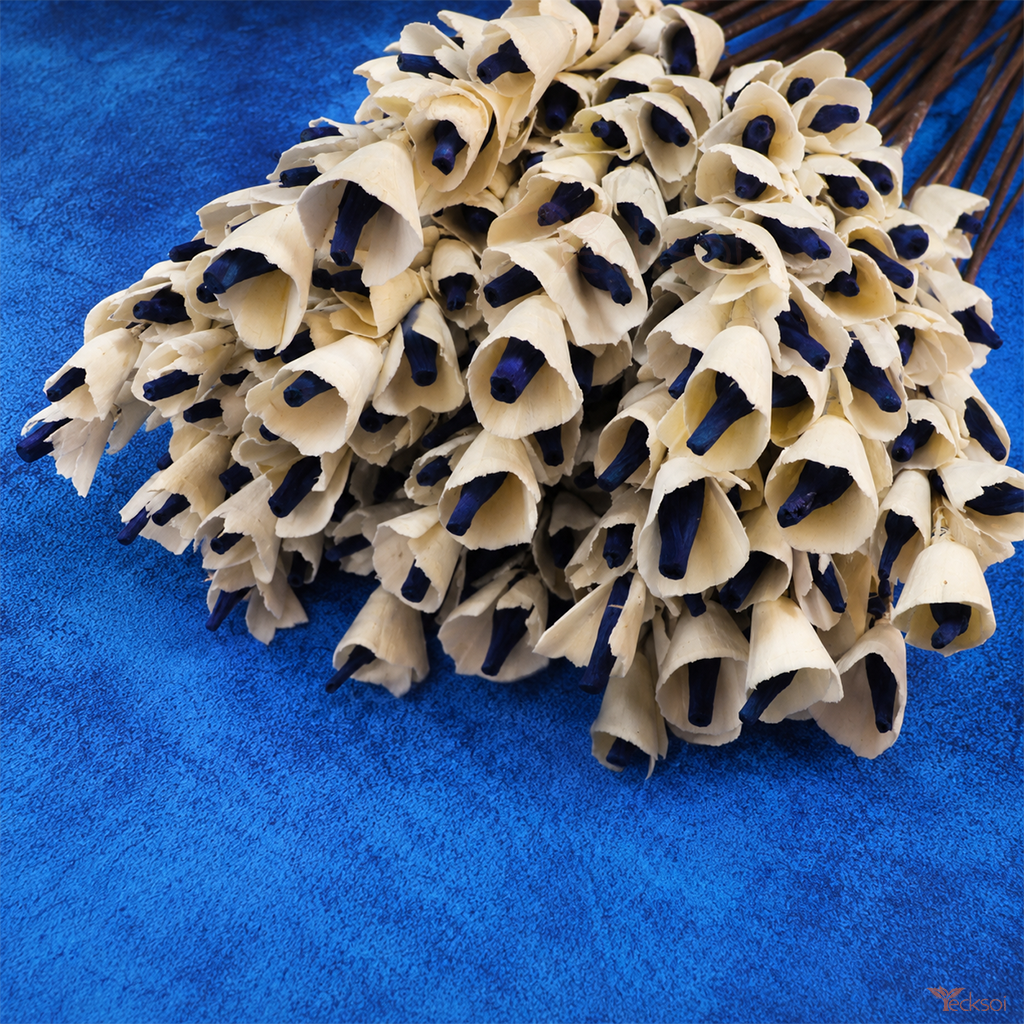 Tecksoi Blue Shell Ginger Sola Wood Flower Sticks Natural Dried Vase Decor | Pack Of 5