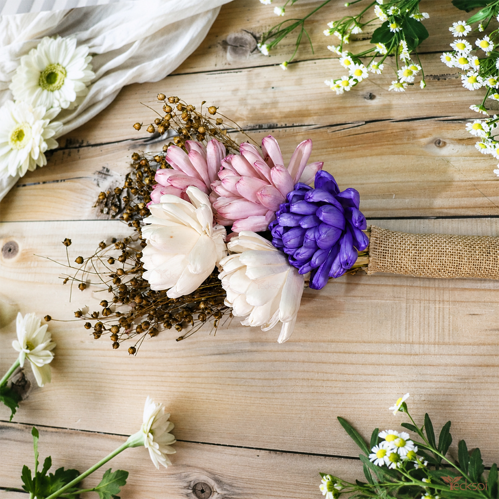Tecksoi Cloud & Clay Bunch Sola Flower Bunch With Linum Grass
