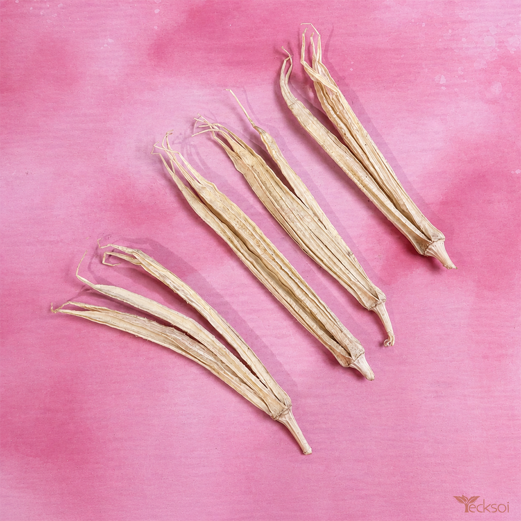 Tecksoi Dried Ladies Finger (Okra) for Decor – Natural & White Decorative Dry Pods | Pack Of 10