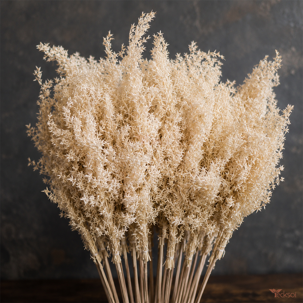 Tecksoi Dried White Corn Grass Bundle with Stick – Premium Handmade 100% Natural Dried Grass for Vase Decor, Floral Arrangements & Boho Home Decoration | Pack Of 10