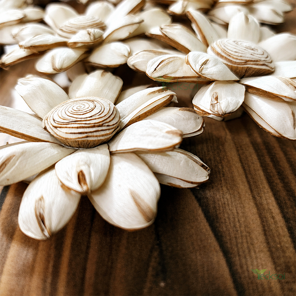 Tecksoi Gardenia Sola Wood Flower – Premium Handcrafted Floral Elegance for Home & Event Decor | Pack Of 10