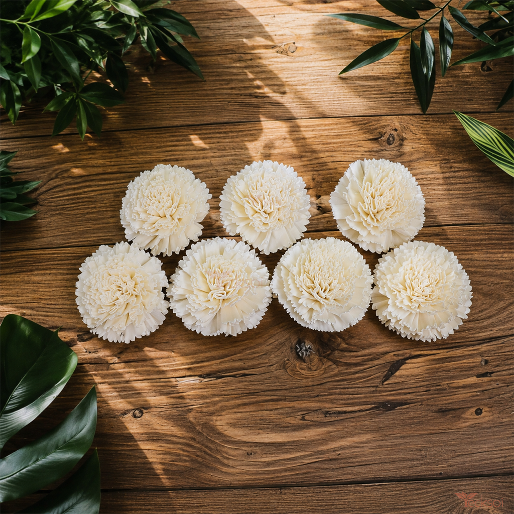 Tecksoi Handmade Carnation Sola Wood Flower – Premium Handmade Natural Dry Flower for Elegant Home, Wedding & Floral Decoration | Pack Of 10