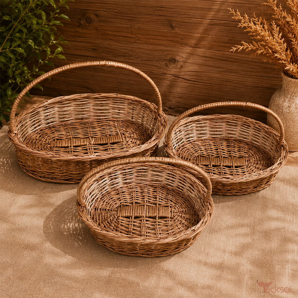 Tecksoi Handmade Willow Wicker Storage Basket | Set Of 3