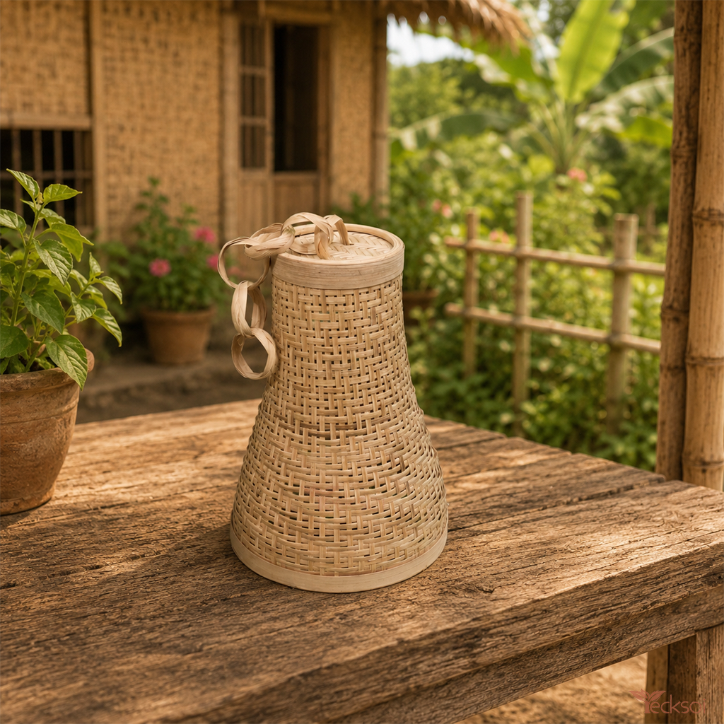 Tecksoi Handwoven Bamboo Lamp Cover For Decor