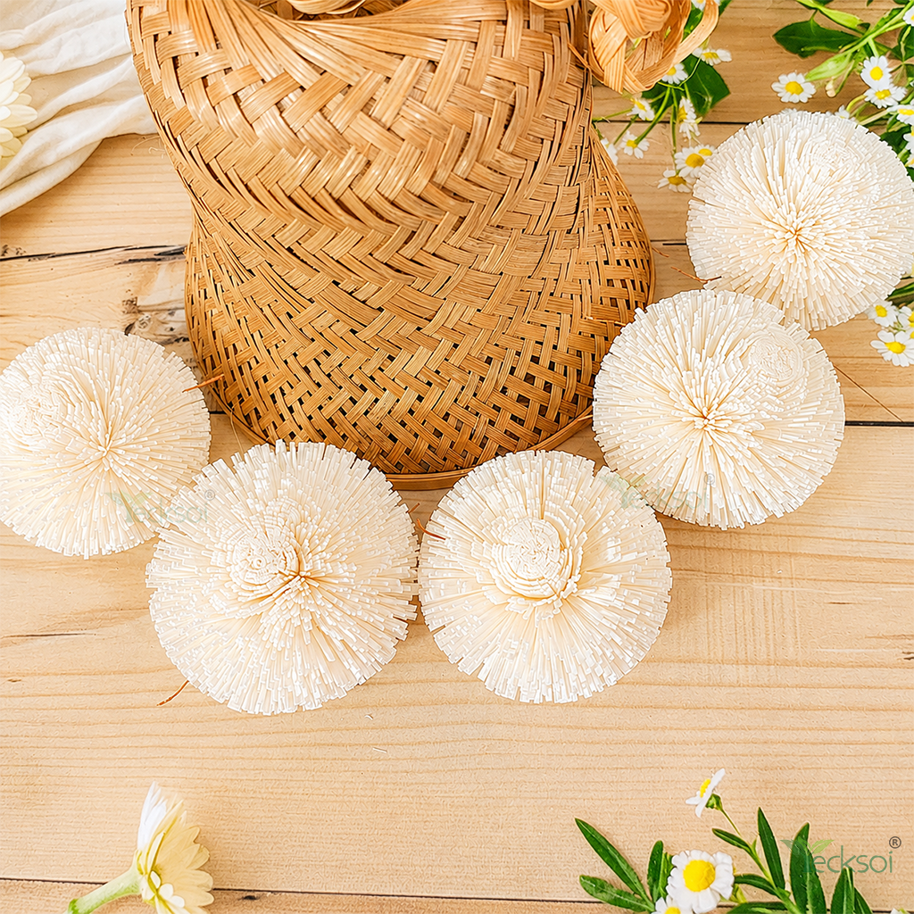 Tecksoi Kadam Sola Wood Flower – Premium Handcrafted Floral Decor Inspired by Nature | Pack Of 10