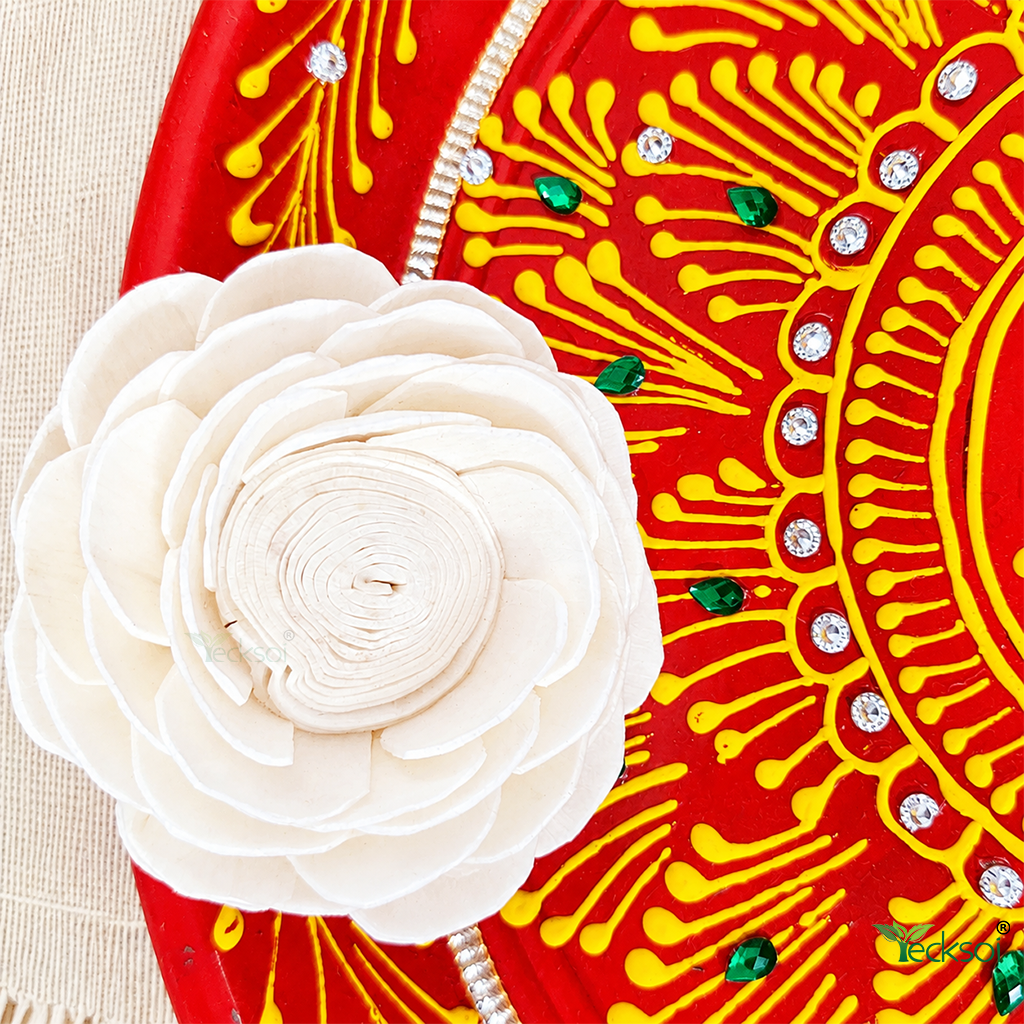 Tecksoi Momo Botan Sola Wood Flower – Elegant Handcrafted Floral Art for Premium Decor | Pack Of 10