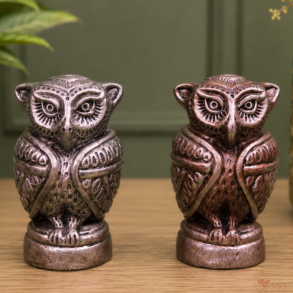 Tecksoi Natural Clay Owl Idol - Good Luck Home Decor