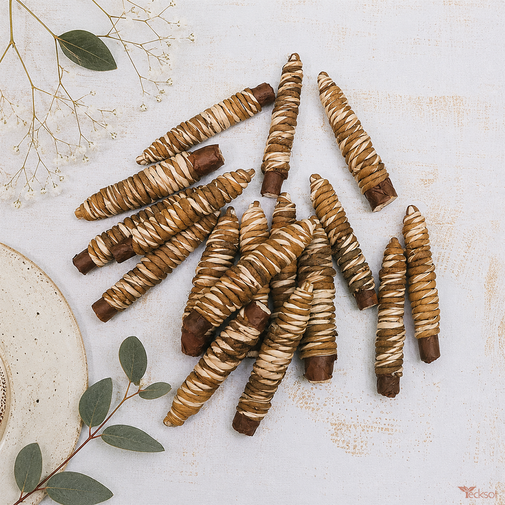 Tecksoi Natural Sola Wood Chain Pine – Premium Handmade 100% Natural Sola Wood Decorative Flower for Elegant Home & Floral Decor | Pack Of 10