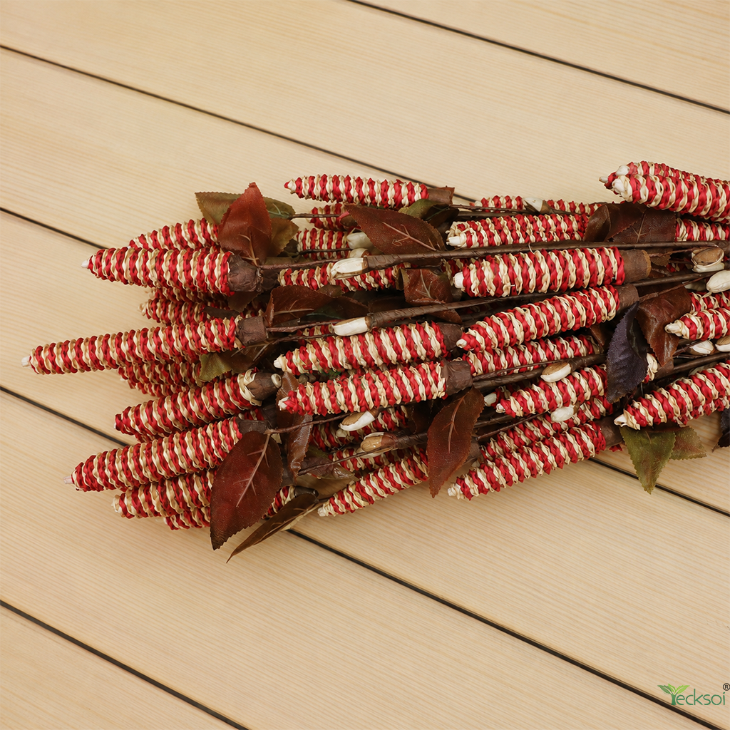 Tecksoi Palm Leaf Chain Pine Dry Flower Sticks – Handmade Natural Palm Leaf Decor for Home & Event Styling | Pack Of 5
