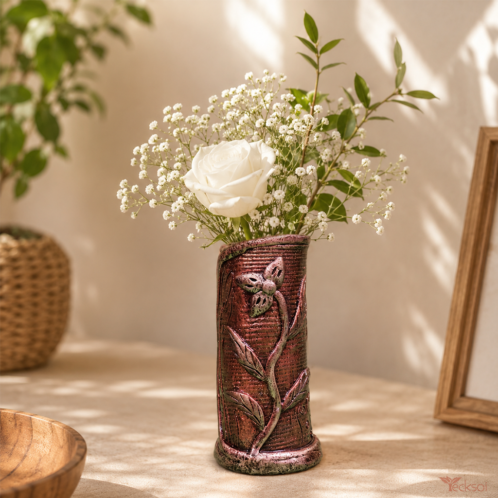 Tecksoi Rustic Terracotta Vase For Flowers Eco Home Decor
