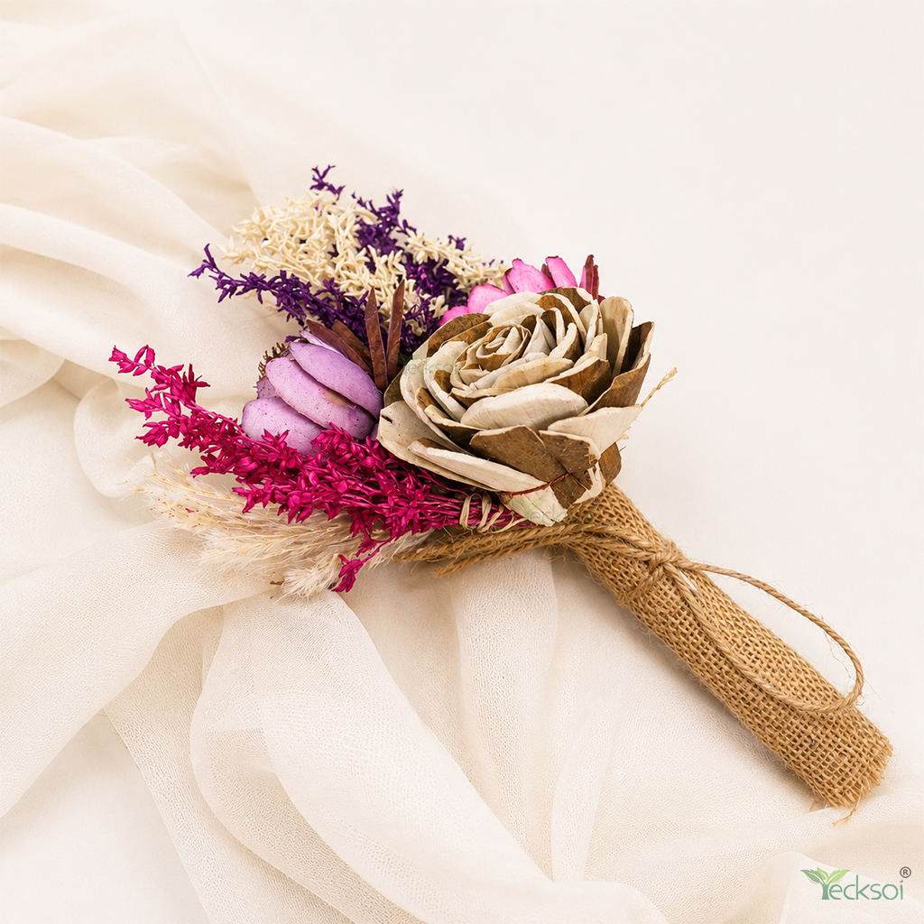 Tecksoi Sola Beauty Rose Hand Bouquet – 100% Natural Handmade Dry Flower Bouquet for Gifting & Special Occasions