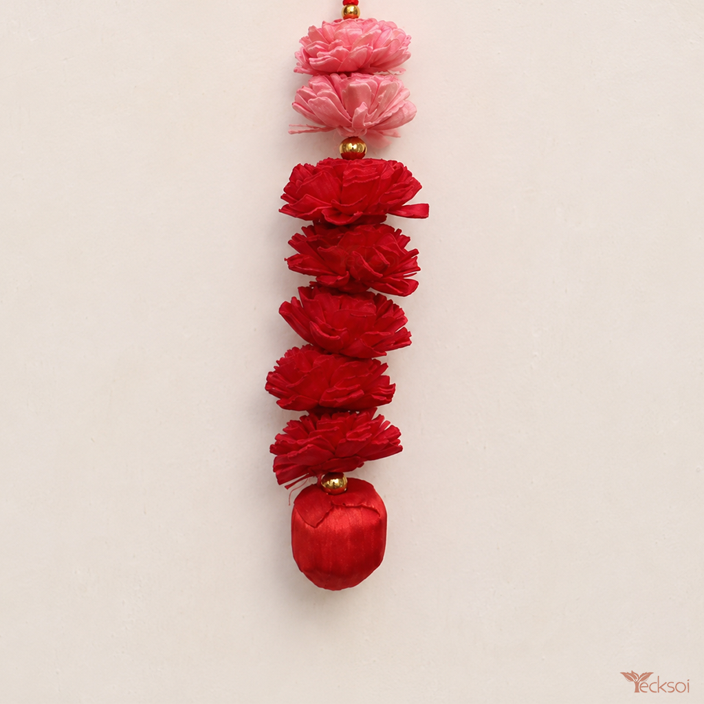 Tecksoi Sola Wood Flower Toran for Home Decor – Red Belle with Pearls