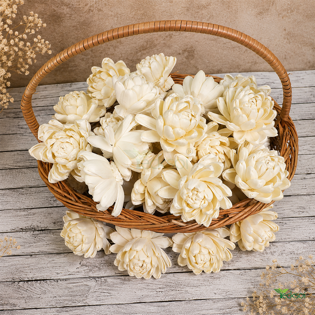 Tecksoi Spiral Petal Sola Wood Flower – Artistic Handcrafted Floral Decor with Real Flower-Like Elegance | Pack Of 10