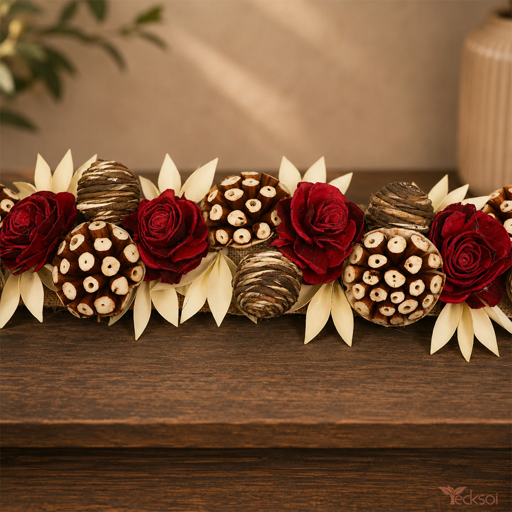 Tecksoi Sunlit Entry Toran - Handmade Sola Flower & Palm Leaves Decor