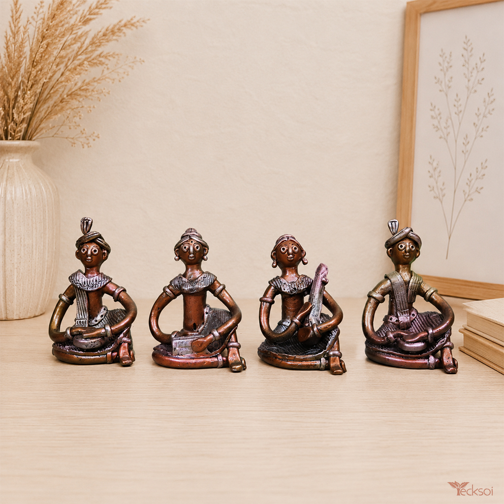 Tecksoi Swar Sangeet Sculpture - Terracotta Art Idols For Home Decor | Set Of 4