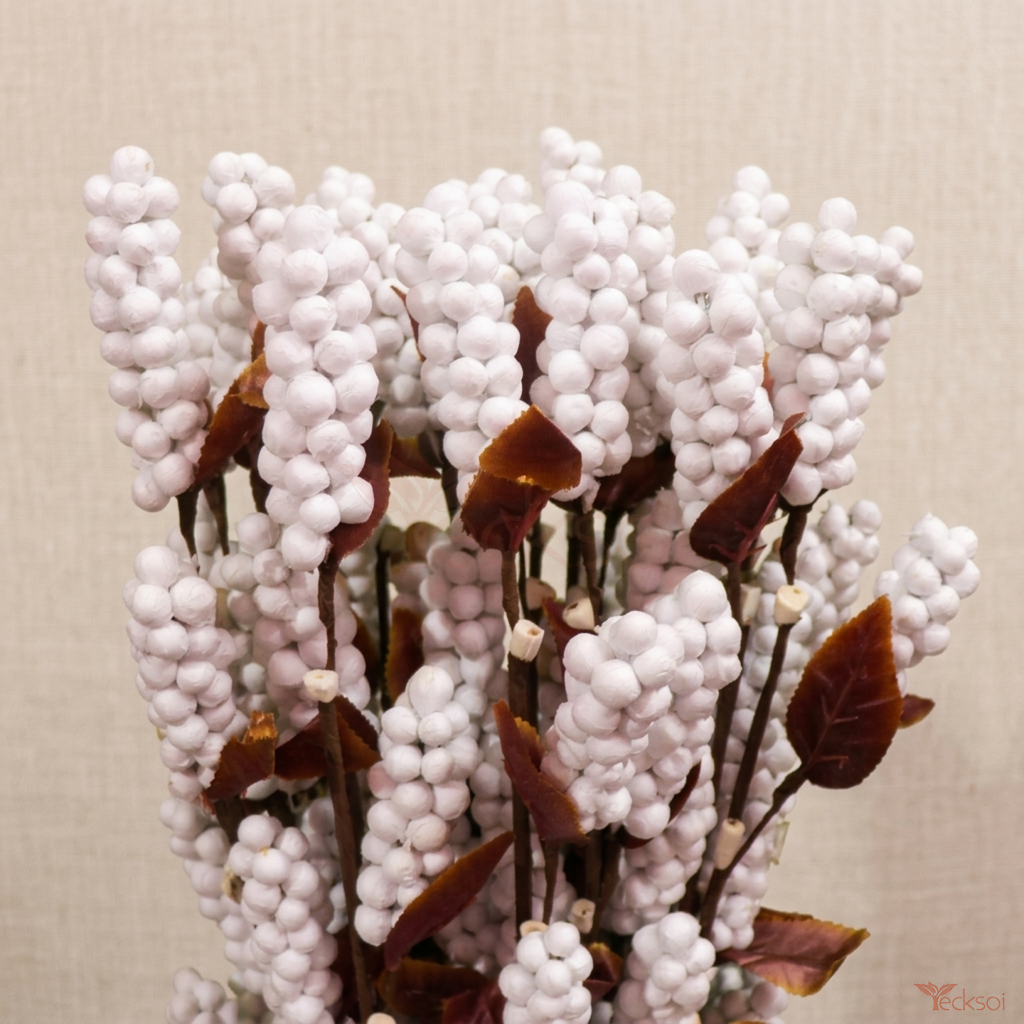 Tecksoi Thermocol Moti Grape Bunches On Stem Dry Decorative Sticks | Pack Of 5