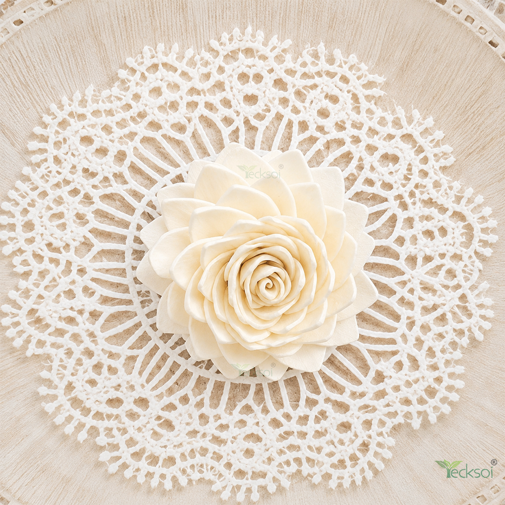 Tecksoi Waterlily Sola Wood Flower – Elegant Handcrafted Floral Decor with Natural Serenity | Pack Of 10