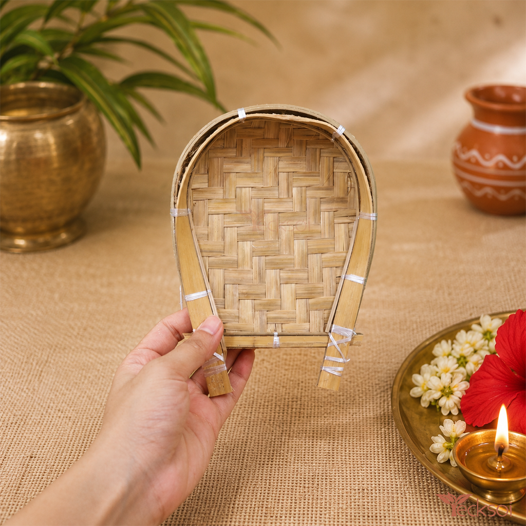 Tecksoi Woven Earth Handwoven Bamboo Small Kulo Tray