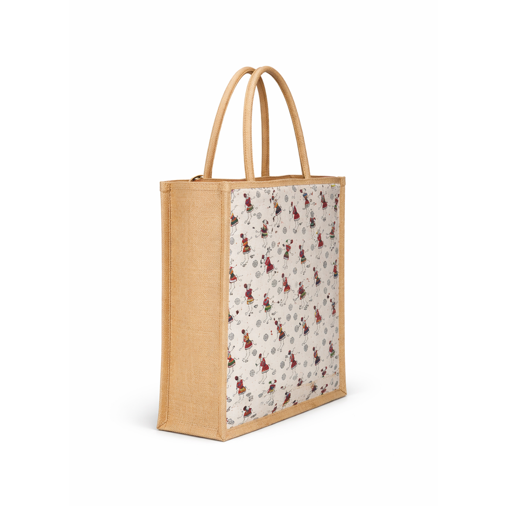 Tecksoi Luxury Big Jute Tote with Zipper | Handcrafted Sustainable Carryall