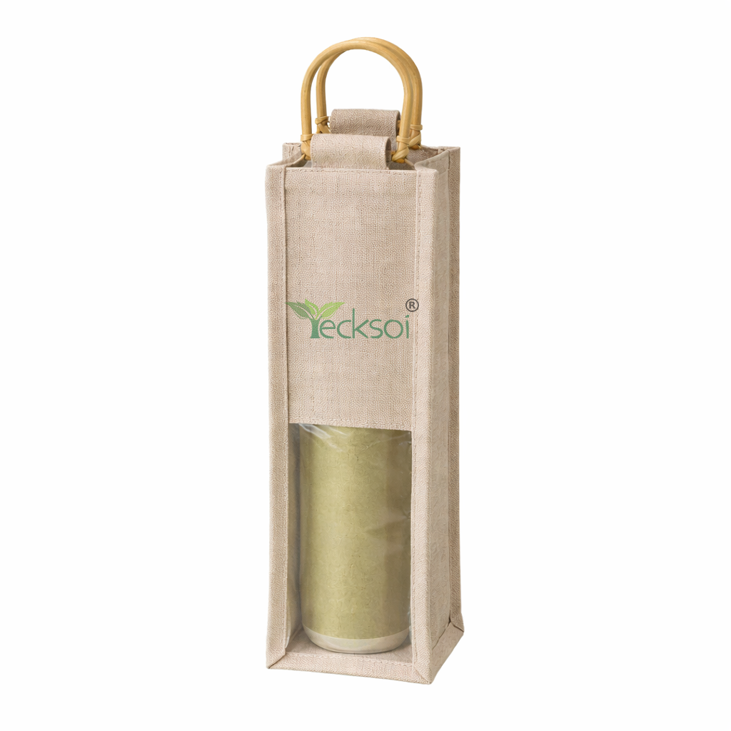 Tecksoi Bottle Jute Pouches | Sustainable Protection with Natural Elegance | Set Of 2