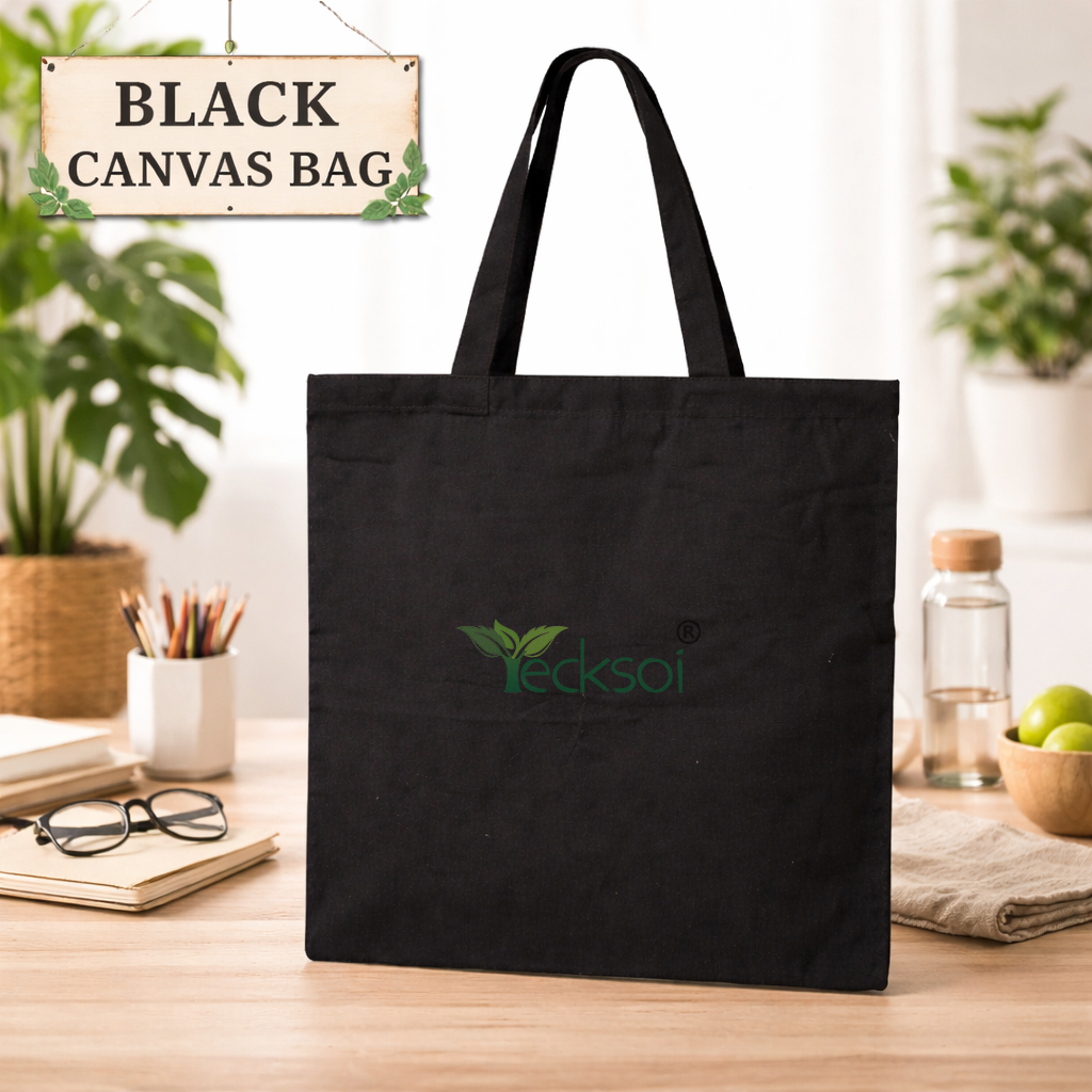Tecksoi Cotton Multipurpose Black Bag | Timeless Utility with Sustainable Strength | Set Of 3