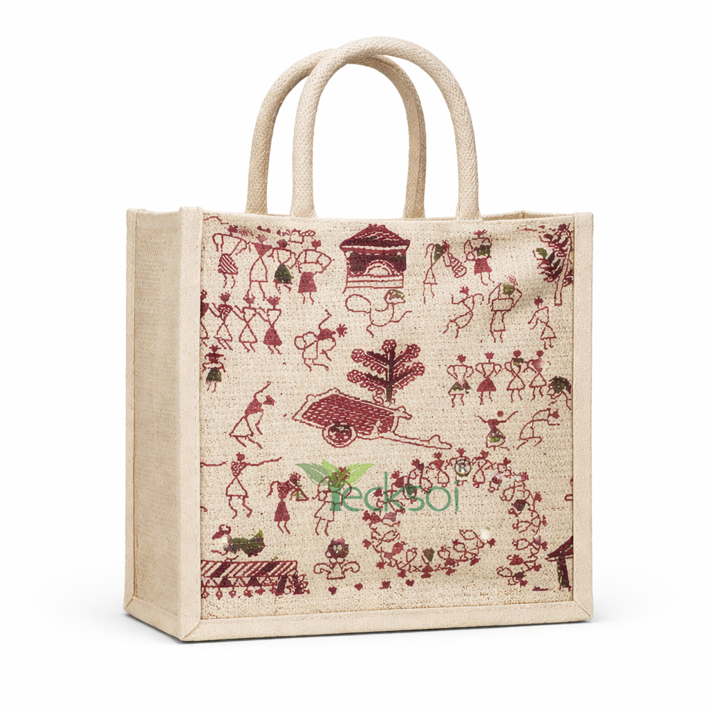 Tecksoi Eco Shop Medium Jute Bag with Zipper | Sustainable Everyday Luxury