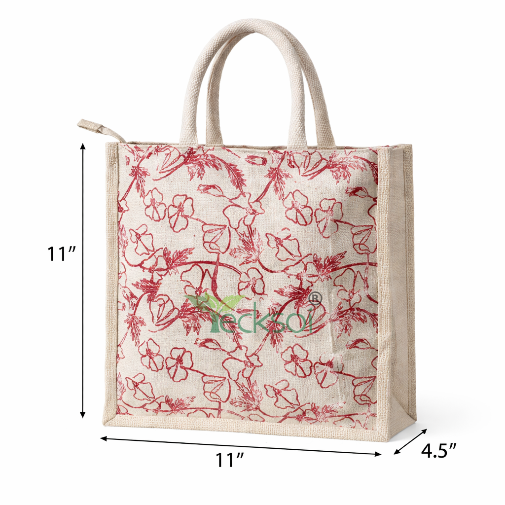 Tecksoi Eco-Friendly Jute Bag with Zipper | Conscious Luxury, Naturally Crafted