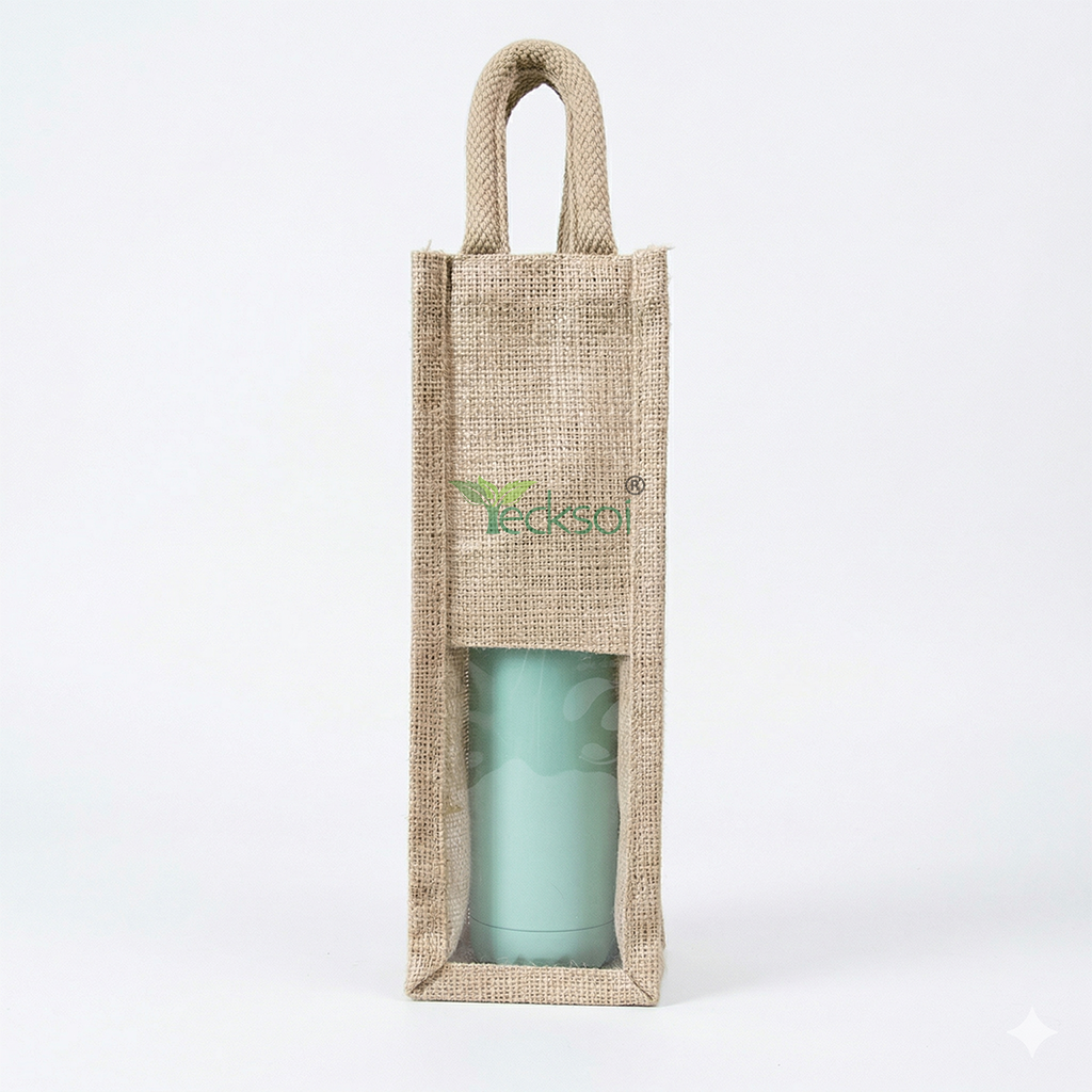 Tecksoi Jute Bottle Carriers | 100% Natural | Set Of 3