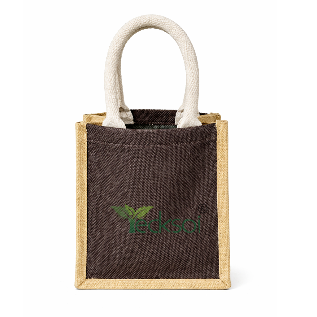 Tecksoi Jute Handy Black Bag | 100% Natural