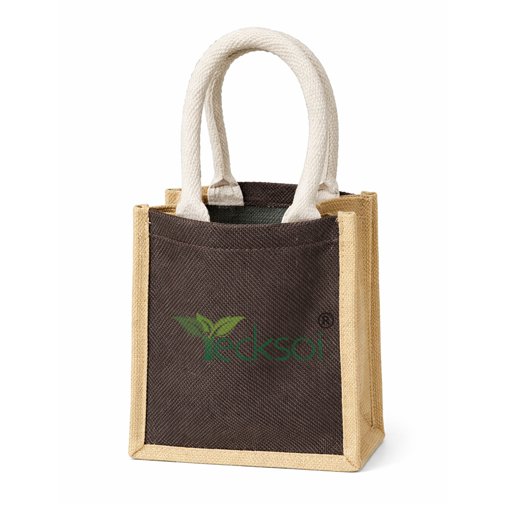 Tecksoi Jute Handy Black Bag | 100% Natural