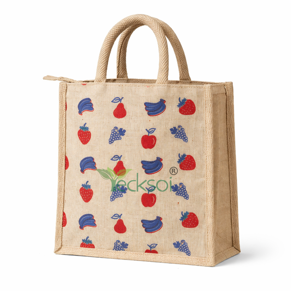 Tecksoi Jute Lunch Bag with Zipper | Sustainable Protection for Everyday Meals