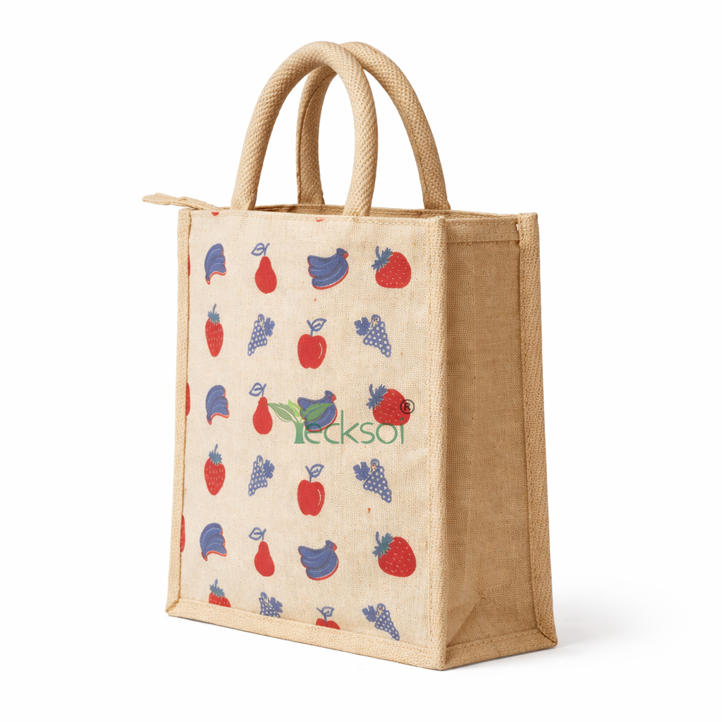 Tecksoi Jute Lunch Bag with Zipper | Sustainable Protection for Everyday Meals