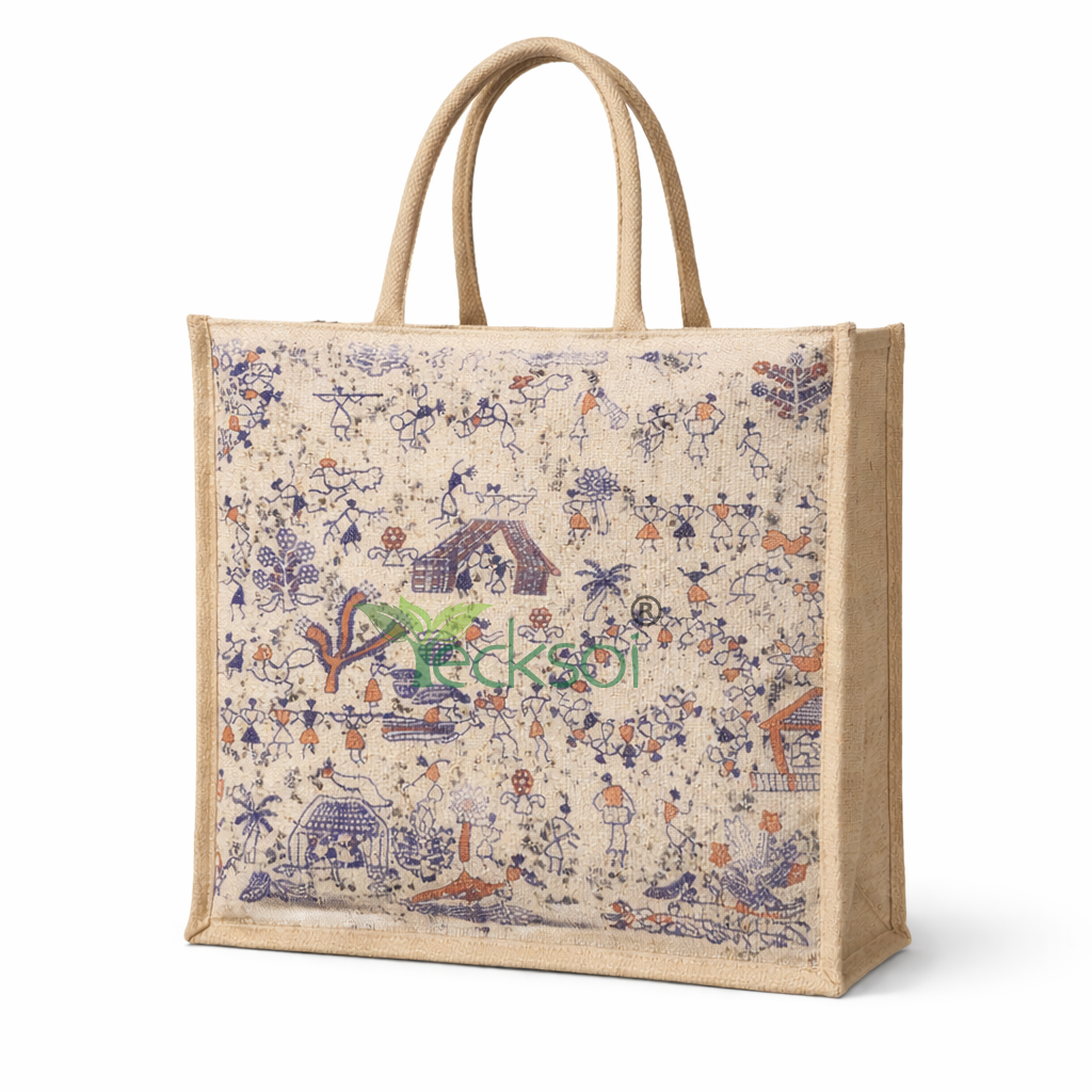 Tecksoi Jute Grocery Tote with Zipper | Durable Sustainability for Everyday Shopping