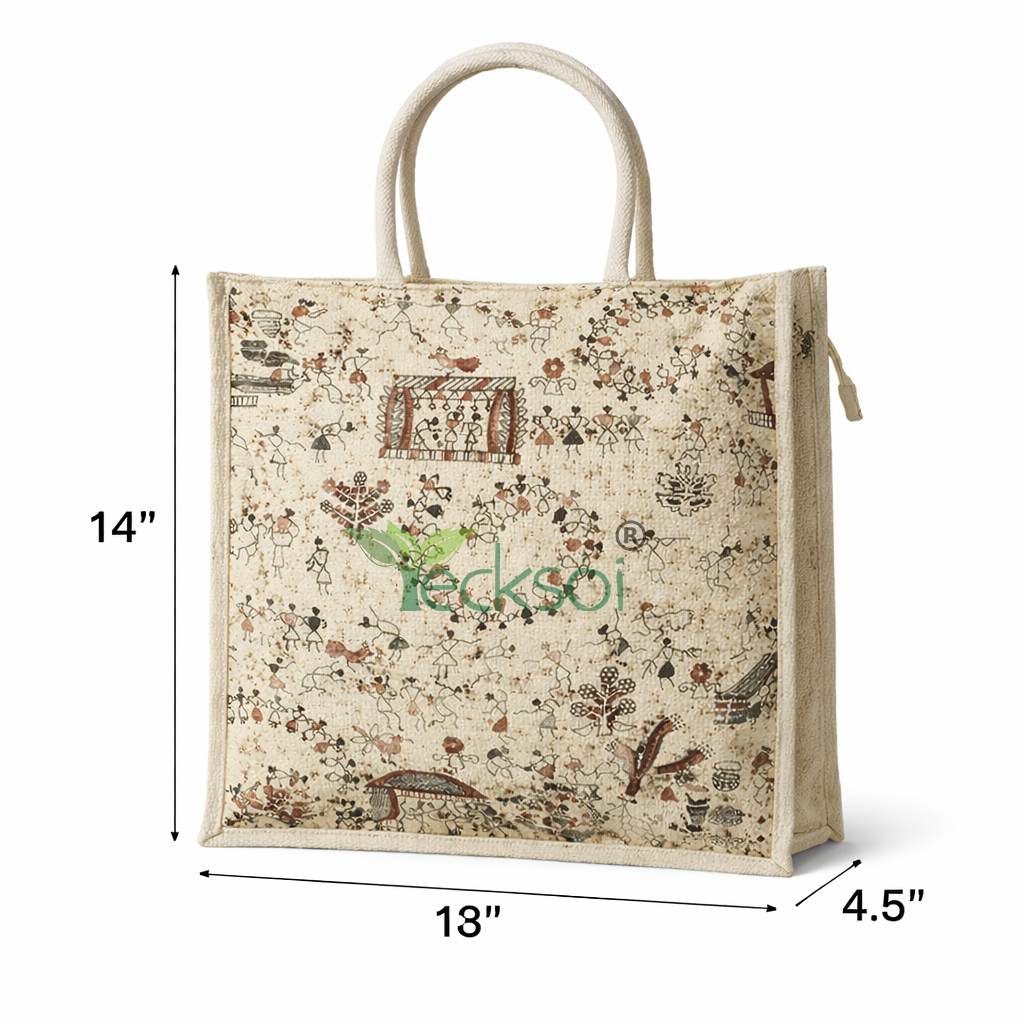 Tecksoi Jute Market Bag with Zipper | Strong, Sustainable &amp; Built for Everyday Markets