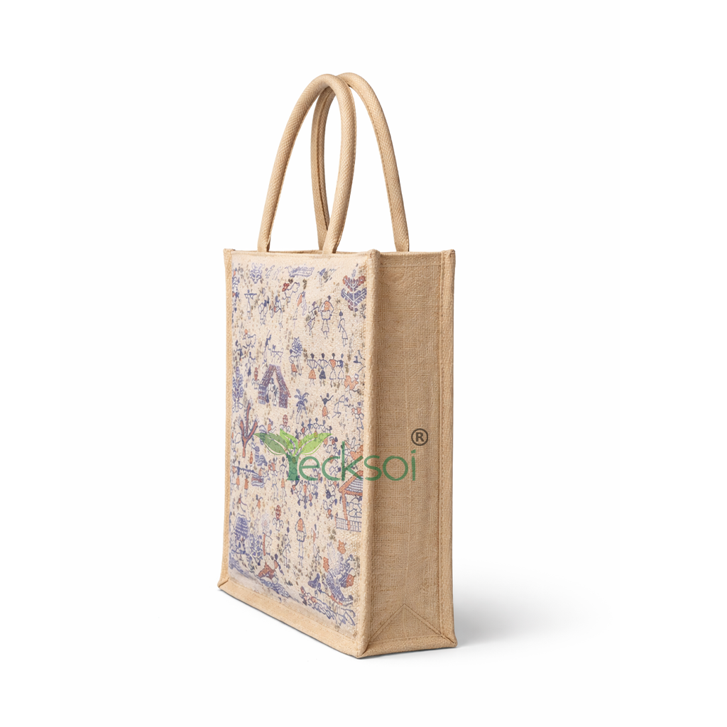 Tecksoi Jute Grocery Tote with Zipper | Durable Sustainability for Everyday Shopping