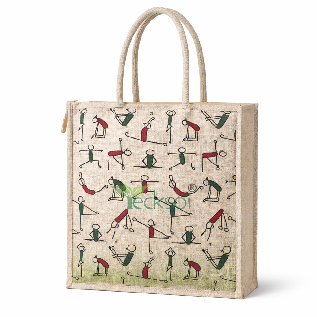 Tecksoi Large Eco Jute Bag with Zipper | Extra Space, Enduring Sustainability