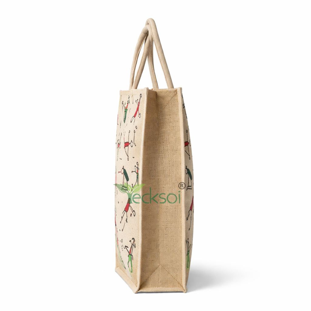 Tecksoi Large Eco Jute Bag with Zipper | Extra Space, Enduring Sustainability