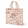 Tecksoi White Print Jute Shopping Bag | Premium Quality | 100% Natural | Eco-Friendly