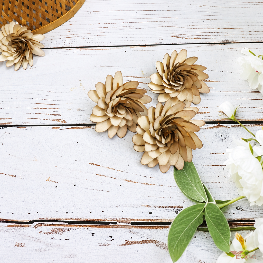 Tecksoi Almond Sola Wood Flower | Pack Of 10