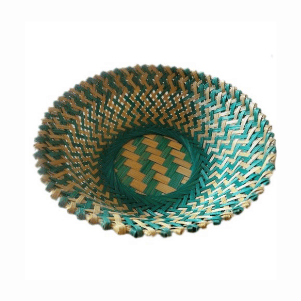 Tecksoi Bamboo Round Basket For Accessories | Green | Handmade