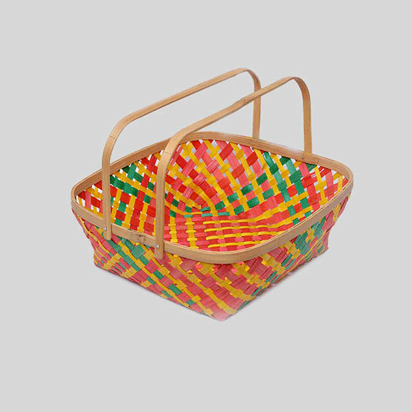 Tecksoi Bamboo Square Basket Saji With Handle | Premium Quality | Handmade