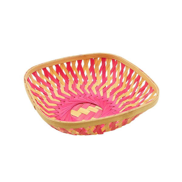 Tecksoi Square Curve Basket | Handmade | Multicolor | Premium Quality | 100% Natural | Set Of 10