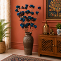 Tecksoi Blue Beauty Rose Sola Wood Flower Sticks – Premium Handmade Dried Flower for Home Decor, Floral Arrangements & Luxury Interior Styling | Pack Of 5