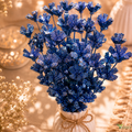 Tecksoi Blue Glitter Touch Sola Wood Flower Sticks – Handmade Premium Decorative Flowers for Home & Event Decor | Pack Of 5