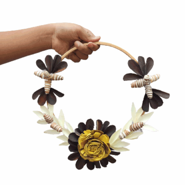 Tecksoi Butterfly Artificial Sola Flower Door Wreath | 100% Natural | Eco Friendly | Premium Quality