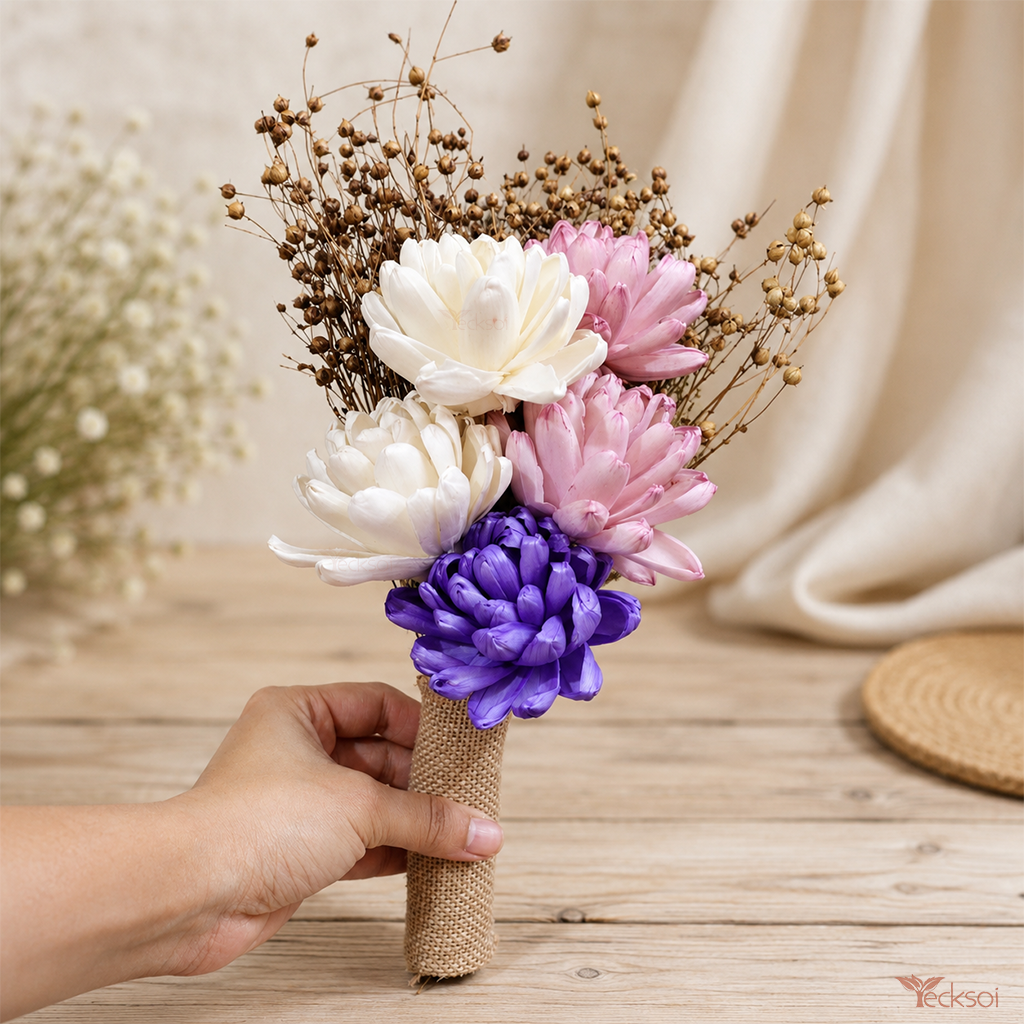 Tecksoi Cloud & Clay Bunch Sola Flower Bunch With Linum Grass