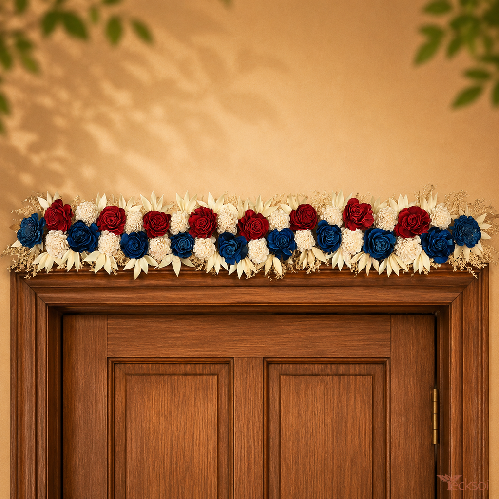Tecksoi Colorful Welcome Toran - Sustainable Sola Flower & Palm Leaves