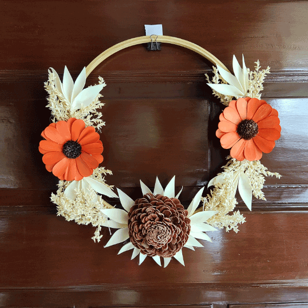 Tecksoi Door Wreath With Daisy Palm Belle Rose Artificial Sola Flower | 100% Natural | Premium Quality | Eco Friendly